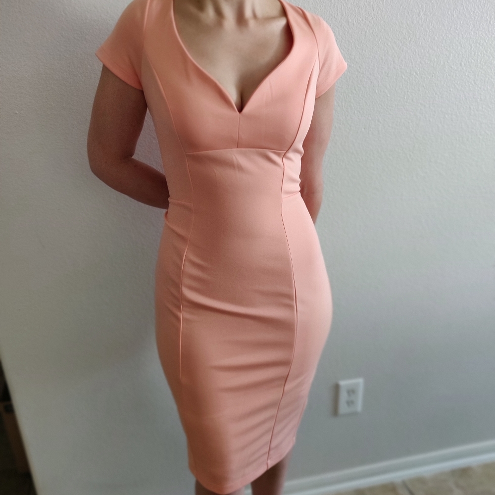 ASOS sexy pencil wiggle dress in nude peach